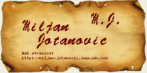 Miljan Jotanović vizit kartica